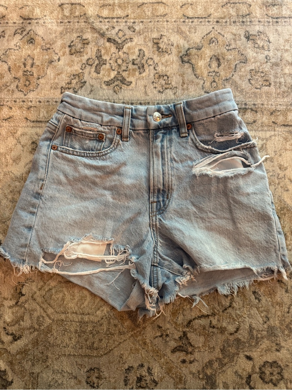 American Eagle Light Wash Distressed Denim Shorts